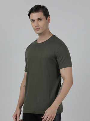 OrrganicChics Solid Men Round Neck Green T-Shirt