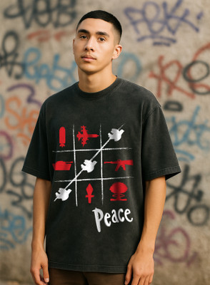 Hazuku Graphic Print Men Round Neck Black T-Shirt