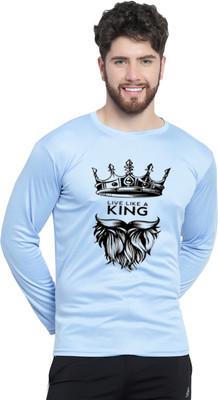 AFCollection Typography Men Round Neck Blue T-Shirt