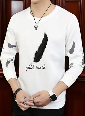 FASHIUM Printed Men Round Neck White T-Shirt