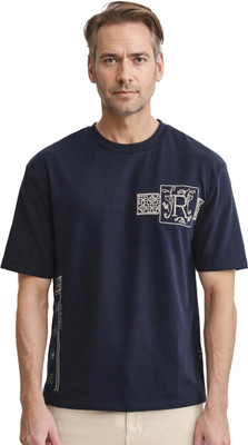 RARE RABBIT Graphic Print Men Round Neck Dark Blue T-Shirt