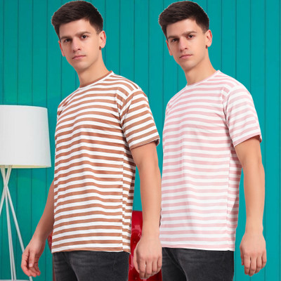 HEMLOCK Striped Men Round Neck Multicolor T-Shirt