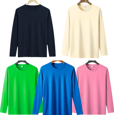 P collection Solid Men Round Neck Multicolor T-Shirt