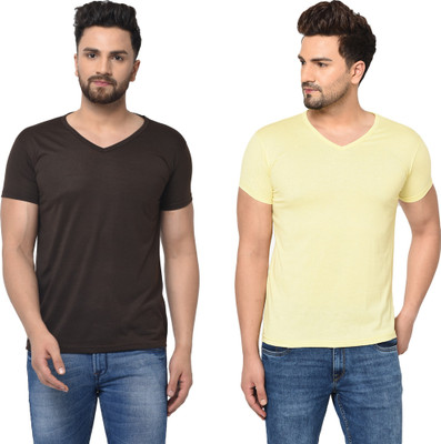 Adorbs Trend Solid Men V Neck Multicolor T-Shirt