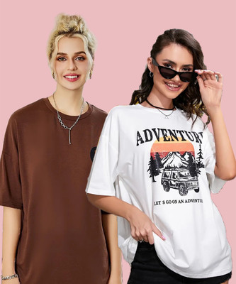 SYDNEY HILLS Self Design Women Round Neck Multicolor T-Shirt