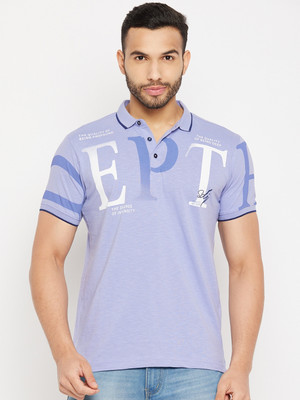 DUKE Printed Men Polo Neck Purple T-Shirt
