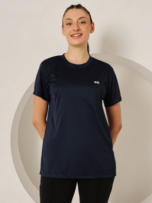 Clovia Solid Women Round Neck Blue T-Shirt