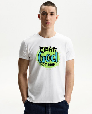 SR Fashion Typography Men Round Neck White T-Shirt