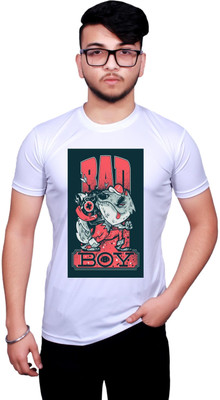 KRYONIX Graphic Print, Typography Men Round Neck White T-Shirt