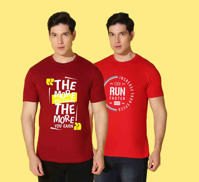 WOOSTRO Printed Men Round Neck Multicolor T-Shirt