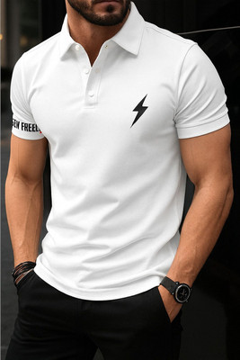 HilGar Solid Men Polo Neck White T-Shirt