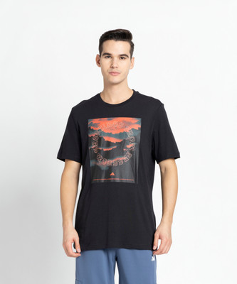 ADIDAS Graphic Print Men Crew Neck Black T-Shirt