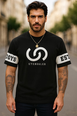 EyeBogler Printed Men Round Neck Black T-Shirt
