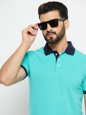 ZEBULUN Solid Men Polo Neck Blue T-Shirt