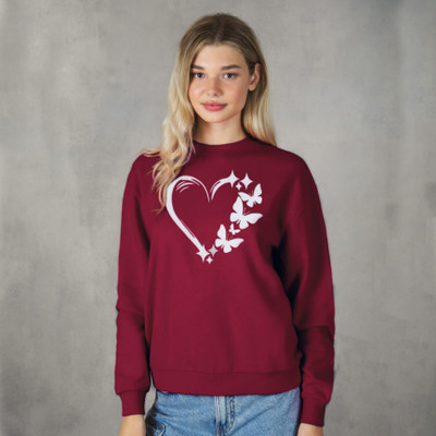 HouseOfCommon Printed Women Round Neck Maroon T-Shirt