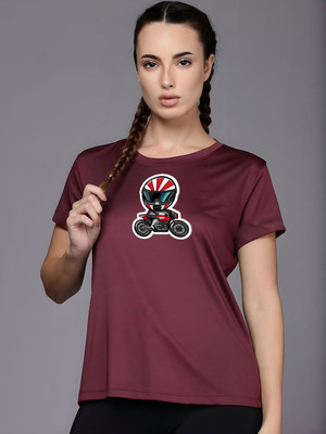 Moda Rapido Graphic Print Women Round Neck Maroon T-Shirt