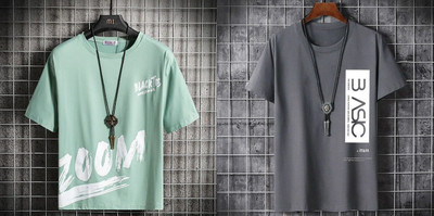 Axxitude Printed Men Round Neck Light Green T-Shirt