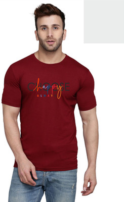 MINISTRY OF FRIENDS Typography Men Round Neck Maroon T-Shirt