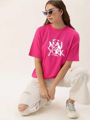 My Swag Printed Women Round Neck Pink T-Shirt