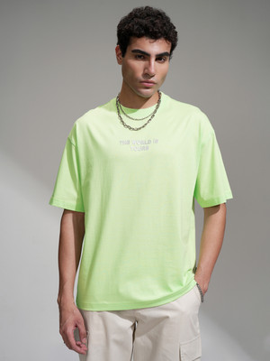 HIGHLANDER Printed Men Round Neck Green T-Shirt