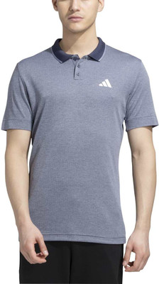 ADIDAS Printed Men Polo Neck Grey T-Shirt