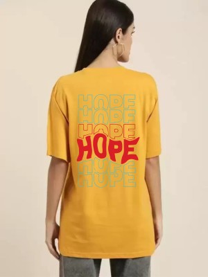 UNICONIC Printed, Typography Women Round Neck Yellow T-Shirt