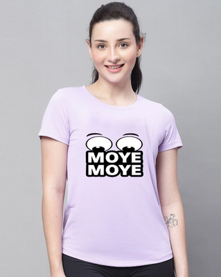 VAMIKAFASHIONES Typography Women Round Neck Purple T-Shirt