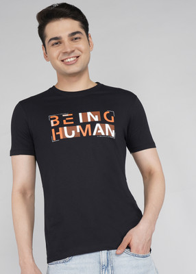 BEING HUMAN Printed Men Crew Neck Black T-Shirt
