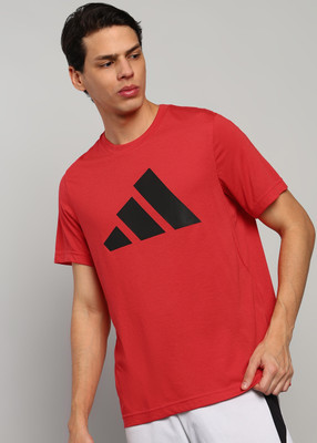 ADIDAS Printed Men Crew Neck Red T-Shirt