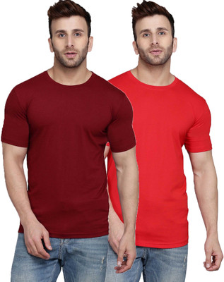 SLOWLORIS Solid Men Round Neck Multicolor T-Shirt