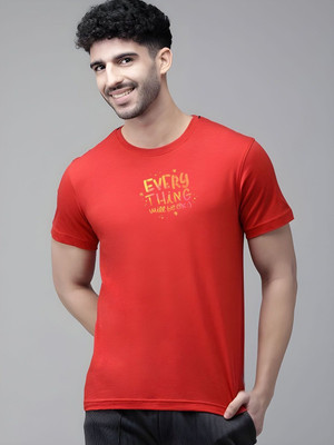 SZN Graphic Print Men Round Neck Red T-Shirt