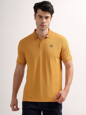 CANTABIL Solid Men Polo Neck Yellow T-Shirt