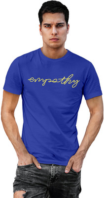 Fighterhero Typography Men Round Neck Blue T-Shirt