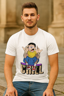 champstitch Printed Men Round Neck White T-Shirt