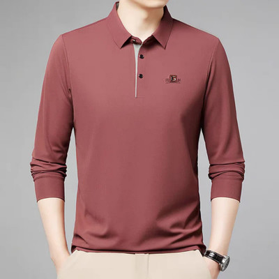 CJERA Solid Men Polo Neck Pink T-Shirt