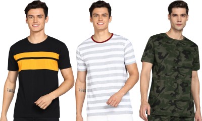 GYRFALCON Colorblock, Striped Men Round Neck Multicolor T-Shirt