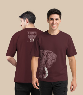 Bullmer Graphic Print Men Round Neck Maroon T-Shirt