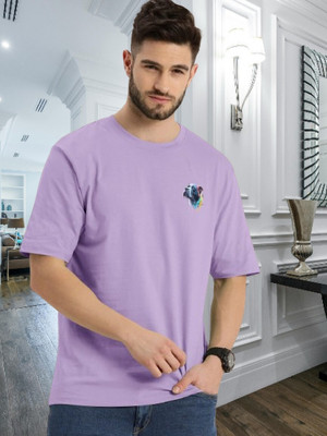 D D FASHION Printed Men Round Neck Purple T-Shirt