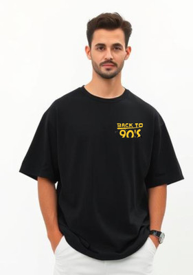 UrGear Graphic Print Men Round Neck Reversible Black T-Shirt