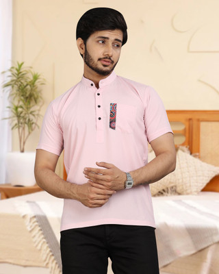 METRONAUT Solid Men Round Neck Pink T-Shirt
