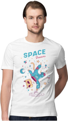 KRYONIX Printed Men Round Neck White T-Shirt