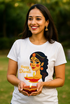 champstitch Graphic Print Women Round Neck White T-Shirt