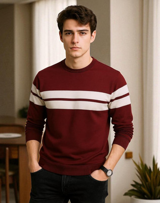 FAOES Solid Men Round Neck Maroon T-Shirt
