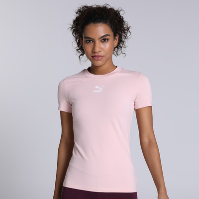 PUMA Solid Women Crew Neck Pink T-Shirt