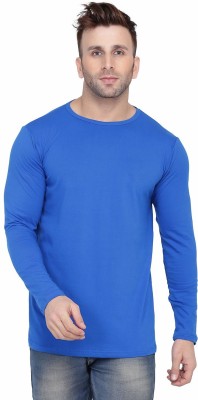 Lawful Casual Solid Men Round Neck Blue T-Shirt