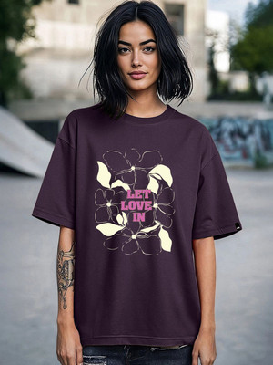BEWAKOOF Graphic Print Women Round Neck Purple T-Shirt