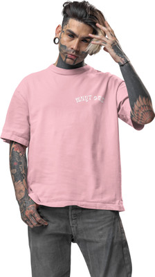 Whyt One Self Design Men Round Neck Pink T-Shirt