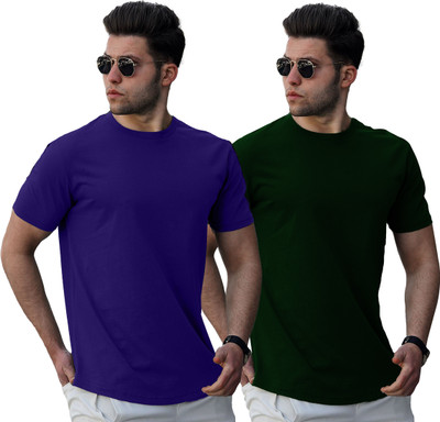 JUGULAR Solid Men Round Neck Multicolor T-Shirt