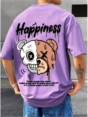 ALNIK Graphic Print Men Round Neck Purple T-Shirt