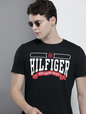 TOMMY HILFIGER Graphic Print Men Crew Neck Black T-Shirt